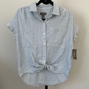 Style & Co Blue and White Striped Top
